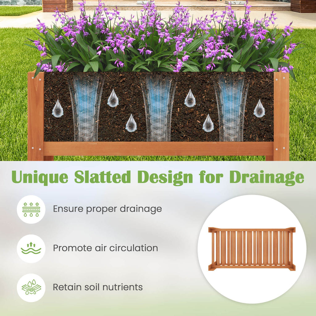 Raised Garden Bed Elevated Planter Box Shelf Standing Garden Herb Garden Wood